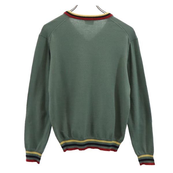 LACOSTE ラコステ ウールブレンド 長袖 Vネック ニット 3 グリーン系 セーター メンズ