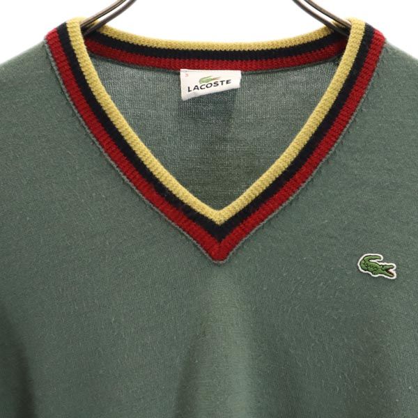LACOSTE ラコステ ウールブレンド 長袖 Vネック ニット 3 グリーン系 セーター メンズ