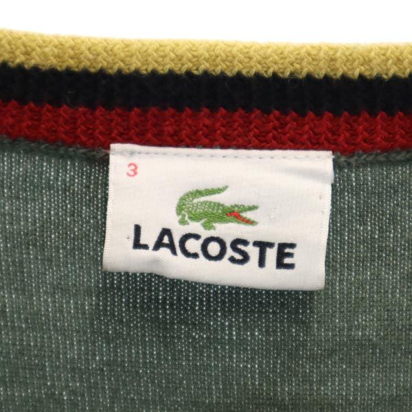 LACOSTE ラコステ ウールブレンド 長袖 Vネック ニット 3 グリーン系 セーター メンズ