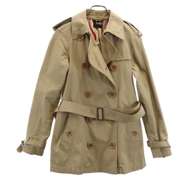 Paul Smith BLACK ポールスミス ブラック ショート丈 トレンチコート 40 ベージュ ウエストベルト レディース