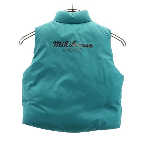 mikihouse ミキハウス ロゴプレート リバーシブル ダウンベスト 110 グリーン×ネイビー キッズ
