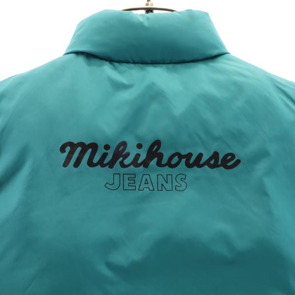 mikihouse ミキハウス ロゴプレート リバーシブル ダウンベスト 110 グリーン×ネイビー キッズ