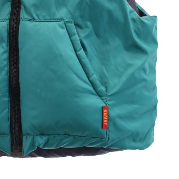 mikihouse ミキハウス ロゴプレート リバーシブル ダウンベスト 110 グリーン×ネイビー キッズ