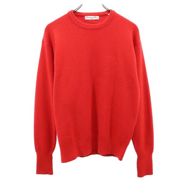 Christian Dior クリスチャンディオール ウール 長袖 ニット M レッド系 セーター メンズ