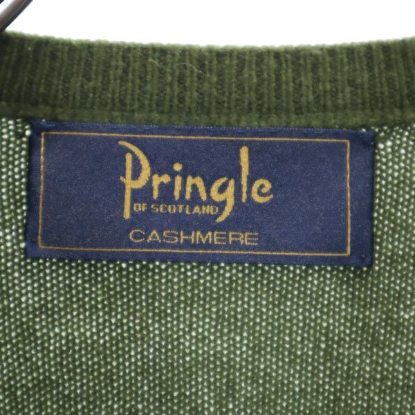 Pringle プリングル カシミヤ100% 長袖 ニット S グリーン系 セーター メンズ