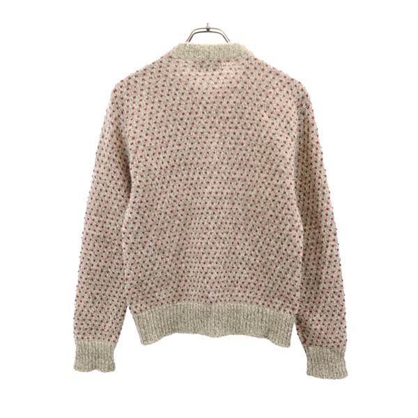 L.L.Bean エルエルビーン 80s ヴィンテージ ウールブレンド 総柄 長袖 ニット カーディガン M グレー系 レディース