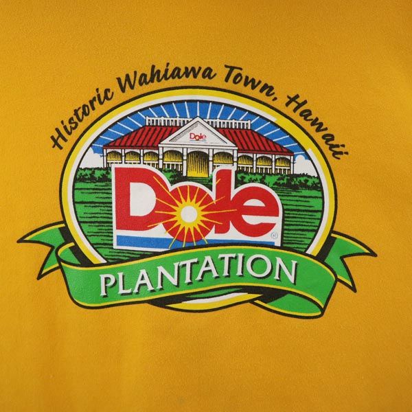 ヘインズ Dole プリント 長袖 スウェットパーカー L イエロー Hanes 裏起毛 メンズ