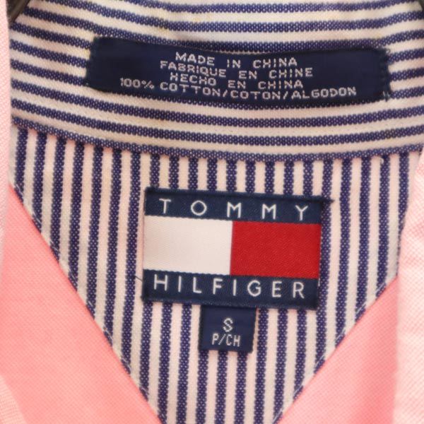 TOMMY HILFIGER トミーヒルフィガー 90s オールド 長袖 ボタンダウンシャツ S ピンク 刺繍 メンズ