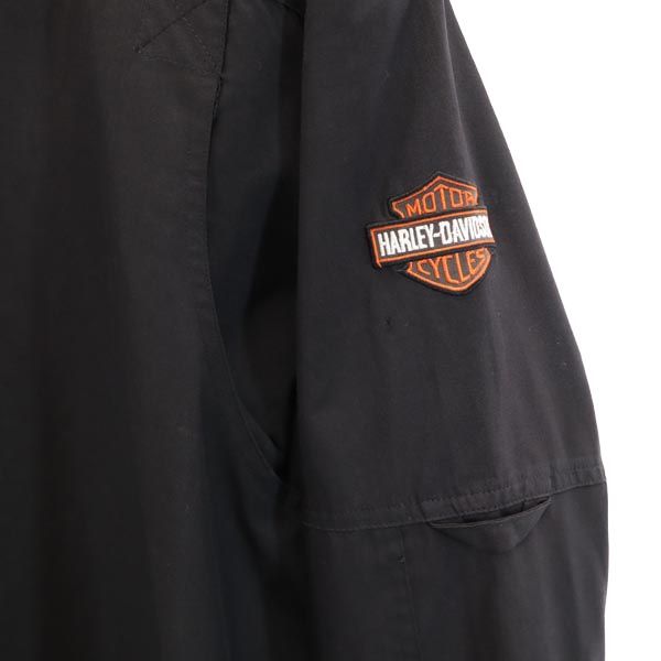 HARLEY DAVIDSON ハーレーダビッドソン 長袖 シャツ L ブラック 刺繍 メンズ