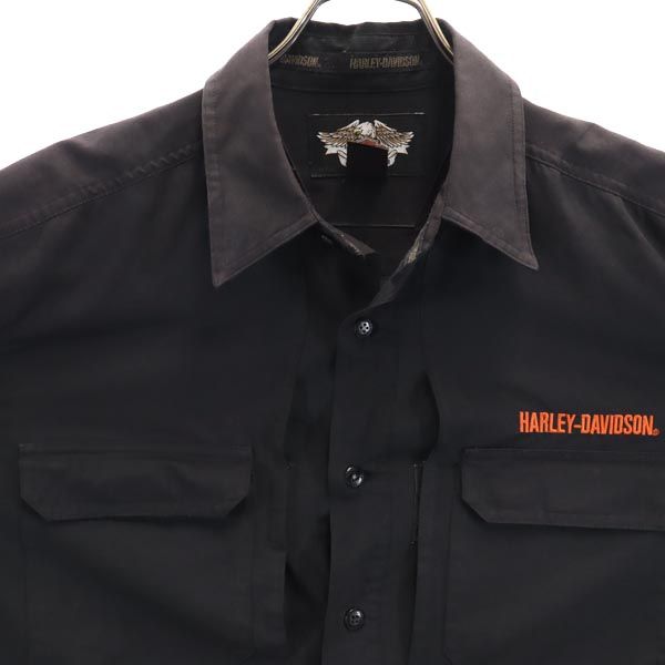 HARLEY DAVIDSON ハーレーダビッドソン 長袖 シャツ L ブラック 刺繍 メンズ