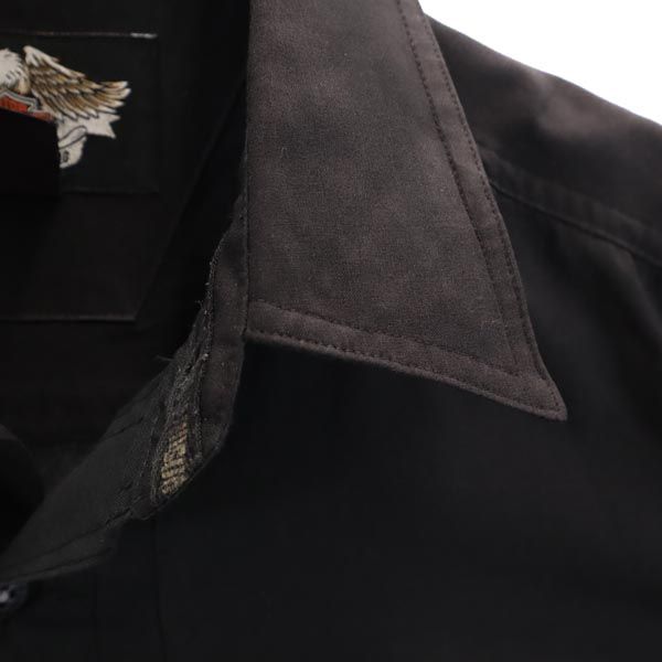 HARLEY DAVIDSON ハーレーダビッドソン 長袖 シャツ L ブラック 刺繍 メンズ