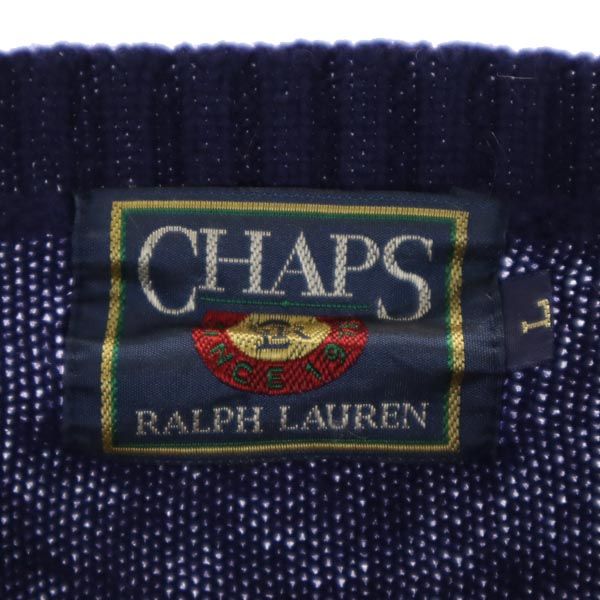 CHAPS チャップス オールド 長袖 ニット L ネイビー×グリーン セーター メンズ