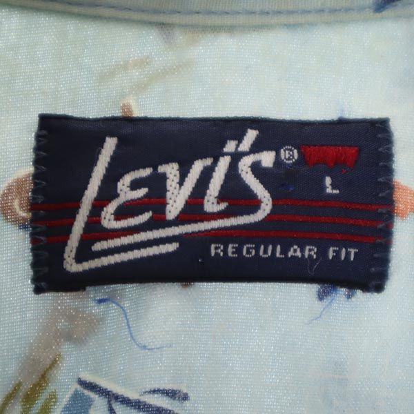 Levi's リーバイス 70s ヴィンテージ USA製 総柄 長袖 ウエスタンシャツ L ブルー系 メンズ