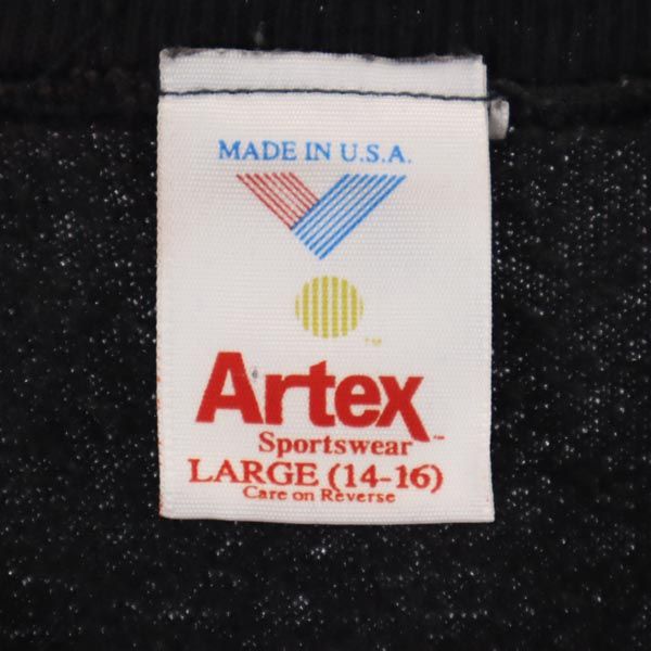 ARTEX アルテックス 90s オールド USA製 ワーナーブラザーズ プリント 長袖 スウェット トレーナー L(14-16) ブラック 裏起毛 キッズ