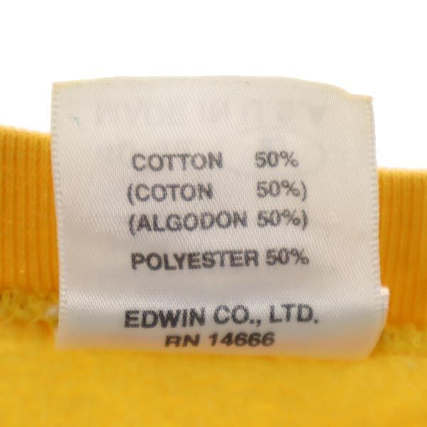 AMERICANINO アメリカニーノ 90s オールド USA製 プリント 長袖 スウェット トレーナー L(40-42) イエロー エドウィン 裏起毛 メンズ