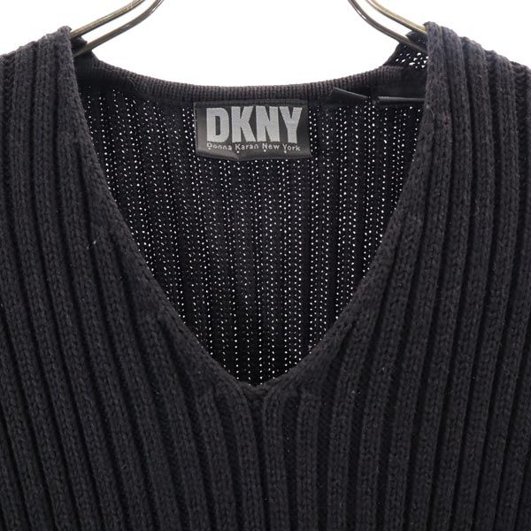 ダナキャランニューヨーク 長袖 Vネック リブ ニット S ブラック系 DKNY DONNA KARAN NEW YORK コットン セーター メンズ