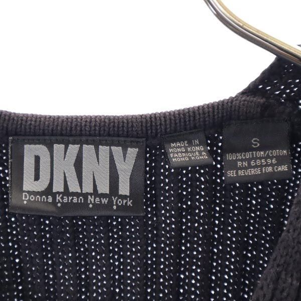 ダナキャランニューヨーク 長袖 Vネック リブ ニット S ブラック系 DKNY DONNA KARAN NEW YORK コットン セーター メンズ
