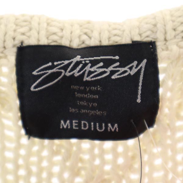 未使用 STUSSY ステューシー ウールブレンド 長袖 レースアップ ニット M ホワイト系 セーター レディース