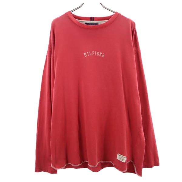 TOMMY HILFIGER トミーヒルフィガー 90s オールド フラッグタグ 長袖 Tシャツ L レッド系 ロンT メンズ