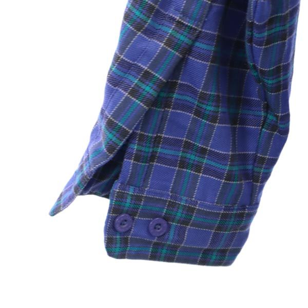 PIA SPORTS ピアスポーツ ウール チェック 長袖 ノーカラーシャツ ? ブルー系 メンズ