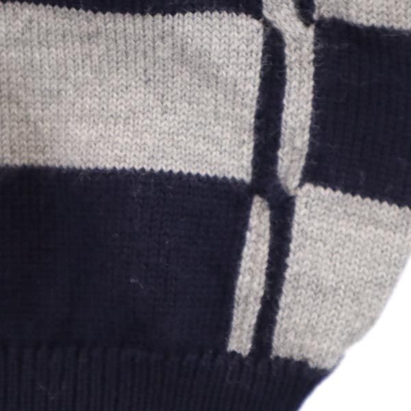 ダックス チェック 長袖 Vネック ニットコート M ネイビー DAKS セーター メンズ