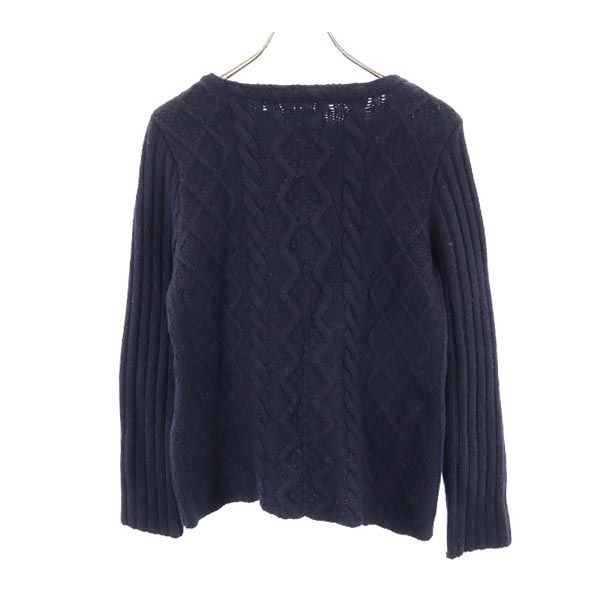 BLUE BLUE ブルーブルー 日本製 ウール 長袖 ニット ネイビー系 セーター ポケット レディース