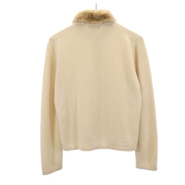 PAUL STUART ポールスチュアート 三陽商会 長袖 リアルファー カーディガン M ベージュ レディース