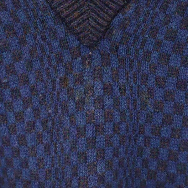 MINGLART カシミヤ 総柄 Vネック 長袖 Vネック ニット M ネイビー MINGLART セーター メンズ