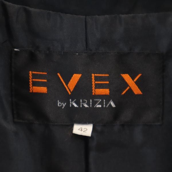EVEX by KRIZIA エヴェックス バイ クリツィア 日本製 三陽商会 シャツ風 ジャケット 42 ブラック レディース