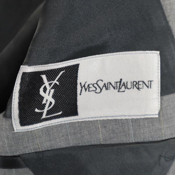 YVES SAINT LAURENT イヴサンローラン ストライプ テーラードジャケット グレー系 ベストライナー付 2点セット メンズ