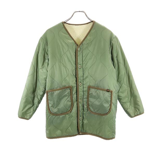 ALPHA INDUSTRIES INC アルファインダストリーズ リバーシブル ボア キルティングジャケット XS カーキ系 レディース