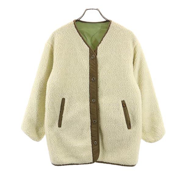 ALPHA INDUSTRIES INC アルファインダストリーズ リバーシブル ボア キルティングジャケット XS カーキ系 レディース