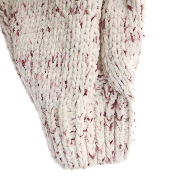 gelato pique ジェラートピケ 長袖 Vネック ニット F ホワイト×ピンク ジェラピケ ルームウェア レディース