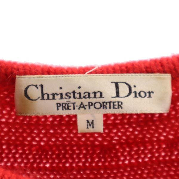 Christian Dior クリスチャンディオール 90s オールド ウールブレンド 長袖 ニット M レッド系 セーター レディース