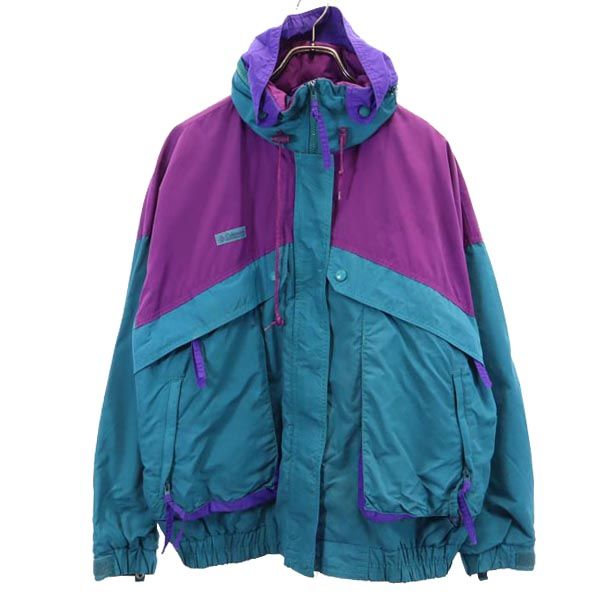 Columbia コロンビア アウトドア オールド ナイロンジャケット XL 青緑 他 レディース