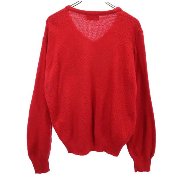 IZOD LACOSTE アイゾッドラコステ 70s USA製 ヴィンテージ 糸巻きタグ 長袖 Vネック ニット M レッド セーター メンズ