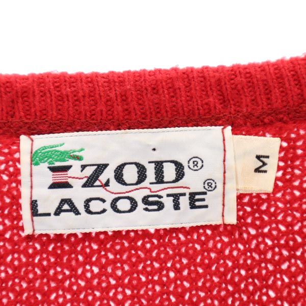 IZOD LACOSTE アイゾッドラコステ 70s USA製 ヴィンテージ 糸巻きタグ 長袖 Vネック ニット M レッド セーター メンズ