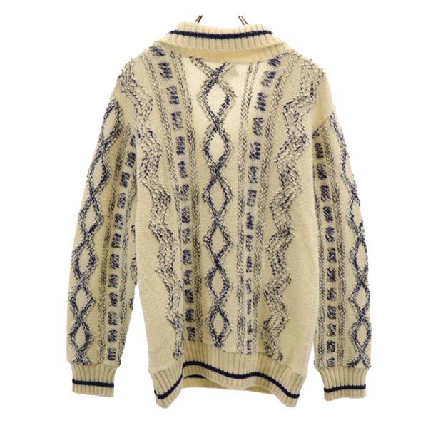 PENDLETON ペンドルトン 70s USA製 ヴィンテージ 長袖 Vネック ニット M ベージュ ケーブル編み セーター レディース