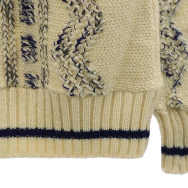 PENDLETON ペンドルトン 70s USA製 ヴィンテージ 長袖 Vネック ニット M ベージュ ケーブル編み セーター レディース