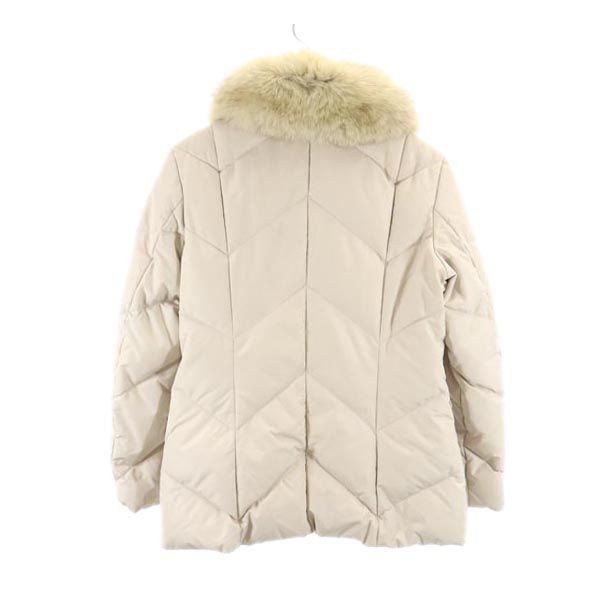 23ku 23区 長袖 ダウンジャケット 38 アイボリー 襟フォックスファー レディース