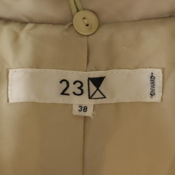 23ku 23区 長袖 ダウンジャケット 38 アイボリー 襟フォックスファー レディース