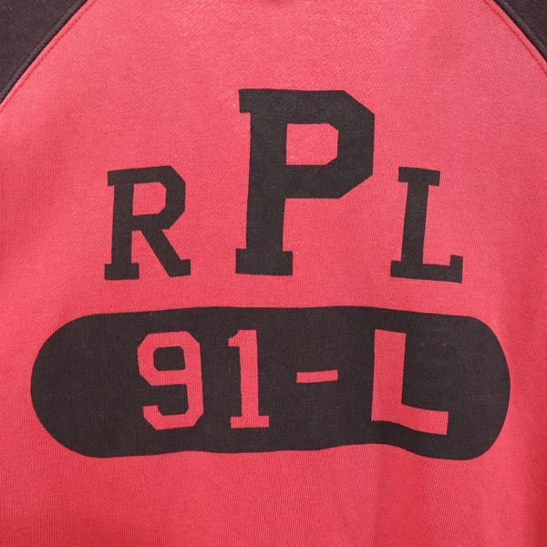 ポロバイラルフローレン 80s バックプリント ヴィンテージ 緑タグ ボーイズ 長袖 スウェット ジップジャケット L レッド系 Polo by Ralph Lauren メンズ