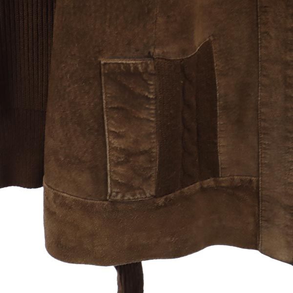 OLD オールド 80s 90s レザー ニット ジャケット ブラウン レディース