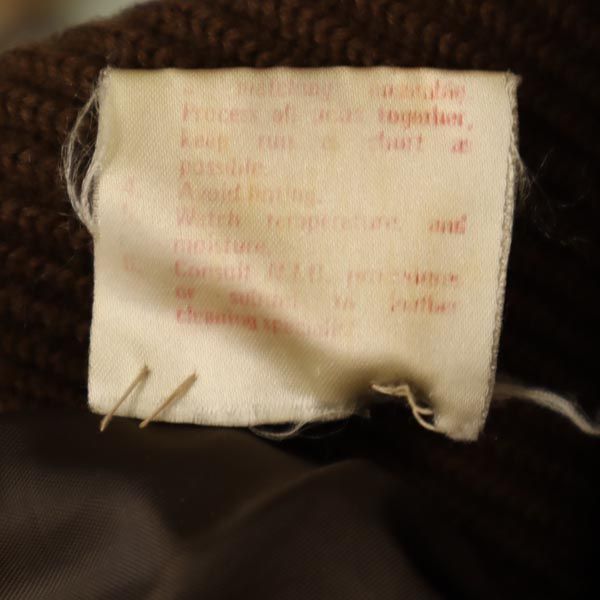 OLD オールド 80s 90s レザー ニット ジャケット ブラウン レディース