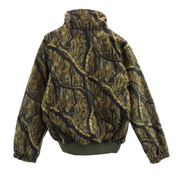 Columbia コロンビア 総柄 アウトドアジャケット XS カーキ系 裏フリース ブルゾン ロゴ刺繍 メンズ