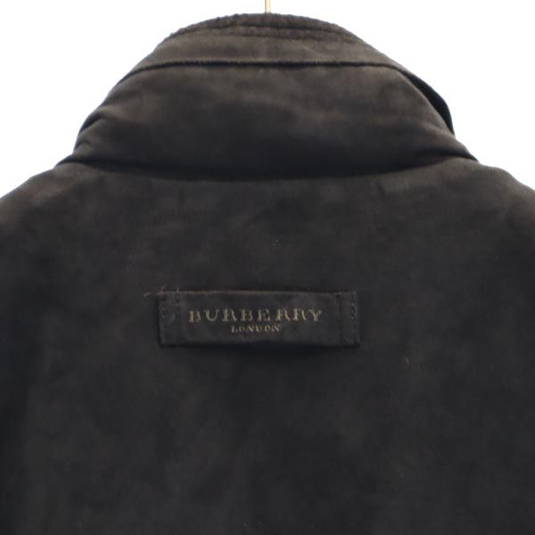 バーバリー 日本製 2way フェイク レザージャケット M グレー系 BURBERRY LONDON 中綿ライナー 収納型フード メンズ