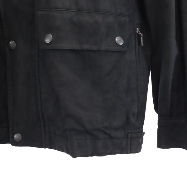 バーバリー 日本製 2way フェイク レザージャケット M グレー系 BURBERRY LONDON 中綿ライナー 収納型フード メンズ