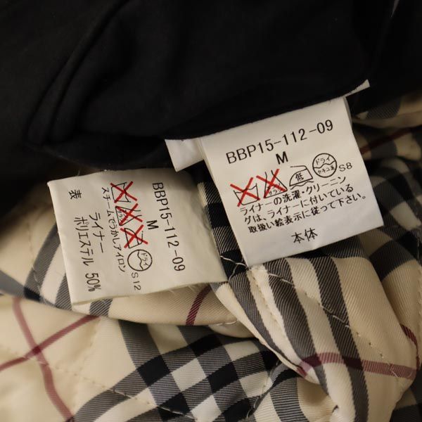 バーバリー 日本製 2way フェイク レザージャケット M グレー系 BURBERRY LONDON 中綿ライナー 収納型フード メンズ