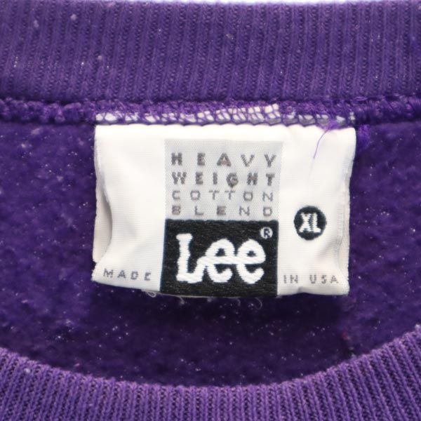 Lee リー 90s USA製 オールド プリント 長袖 スウェット トレーナー XL パープル 裏起毛 メンズ