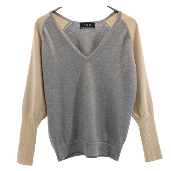 FOB FELIPE OLIVEIRA BAPTISTA フェリペオリヴェイラバティスタ 長袖 ウール100% Vネック ニット セーター S グレー系 レディース